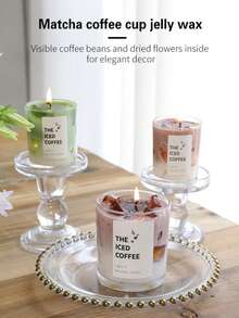 Unique Coffee/Matcha Jelly Candle, Holiday Home Decor, Perfect Gift For Her And Her Bestie, Suitable For Women, Ideal For Living Room/Bedroom Decor, Great For Birthday, Anniversary, Valentine's Day And Wedding, Ideal For New Year Party/Easter/Carnival, Personalized Gift For Men, Candle Holder, Candle Jar, 1pc