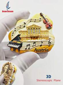 1pc Vienna Theme 3D Stereo Fridge Magnet, Creative Home Decor Gift Suitable For Home, Kitchen, Room, Office, Cabinet, Crafts, Holiday Souvenir, Exquisite Small Gift - Multicolor - View 10