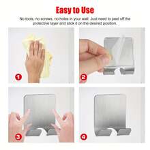 Rust-Proof Stainless Steel Razor Holder, Waterproof Razor Hook, Heavy Duty Multi-Purpose Storage Hook With Bathroom Accessories, Suitable For Bathroom, Kitchen And Multi-Purpose Spaces, Self-Adhesive Wall-Mounted Razor Organizer Rack For Storing Razors, Towels, Keys, Plugs, Ideal Choice For Bathroom And Kitchen. Door Hanging, Comprehensive Aesthetics - Multicolor - View 12