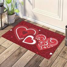 1 Peça Capacho de Presente do Dia dos Namorados com 3 Corações Vermelhos em Forma de Coração, Pequeno Tapete, Capacho de Boas-Vindas, Carpete, Tapete de Chão, Capacho Externo, Tapete de Cozinha, Decoração Doméstica, Capacho para Porta da Frente, Pequeno Tapete de Área, Tapete Externo, Decoração Doméstica, Tapete de Área, Carpete de Jardim, Tapete Felpudo Lavável, Tapete Grosso, Tapete Fofinho, Tapete de Outono/Inverno - Multicolorido - Visão 2