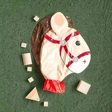 PVC Inflatable Horse Head Stick Party Toy, Cartoon Animal Head Long Stick Stage Game Props, Children Photography Toy, Parent-Child Interactive Props