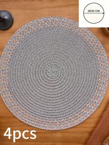 1/4/6/12 Stücke Boho-Stil gewebte runde Tischsets, gold gewellte gestreifte gewebte Tischsets für Zuhause Küche Esszimmer, rutschfeste Untersetzer für Restaurant, Wohnzimmer, Party, Hochzeit, geeignet für alle Jahreszeiten - Verschiedenfarbig - Übersicht 12