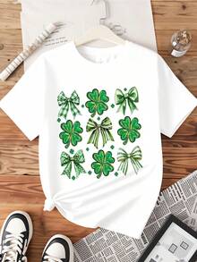 St Patrick's Day Cats Shirt With Green Hats And Shamrocks For Women Celebrate Irish Festival Fun And Festive Design - 白色 - 查看 2