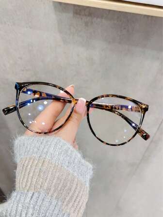 1副个性化圆形玳瑁纹时尚眼镜，适合日常休闲佩戴、工作通勤、搭配服装、街头摄影、节日礼物