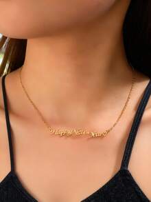 1pc Fashionable "Happy New Year" Letter Necklace, Women Choker Pendant - Necklace - View 1