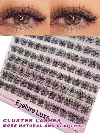 96 st C-Curl tecknade ögonfransar - Fluffiga korsformade design med ögonförstorande effekt, moderna och lätta för nybörjare, perfekta för vardagskläder, dejting och cosplay-evenemang, vardagskläder, jul, dejter och fester