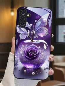 Purple Rose, Butterfly, And Apple Pattern Phone Case With A Glass-Like Finish. Suitable For IPhone 17, 16, 15, 14, 13, 12, 11, Pro Max Plus, And Galaxy S25/24/23/22/21/ULTRA/PLUS/FE/Able-Pri71/56/55/54/53/52/36/35/34/26/25/23/16/15/14/13/06. A Tailor-Made Phone Case For Fashionable Perfection. - Nhiều màu - Xem 3