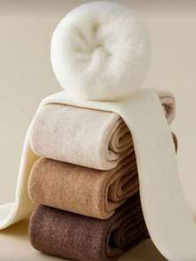 1 Pair Women's Thigh High Socks, Multi-Color Thermal Lined Thick Warm Wool Blend Knee High Socks, Fashion & Versatile For Autumn/Winter - Multicolor - View 5