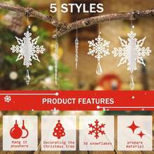 y24 adornos colgantes de copo de nieve adornos decorativos transparentes para arbol de Navidad y fiesta de Año Nuevo - Blanco - Ver 5