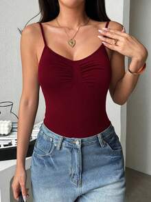 GAOVOT Y2K Sexy Backless Bodycon Sports Casual Jumpsuit, Red, Spring/Summer - Burgundy - View 5