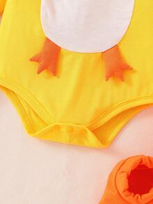 Infant/Toddler Baby Spring Long Sleeve Snap-Up Bodysuit, Cute Chick Design, Suitable For Everyday Wear Or Photo Shoots - Yellow - View 3