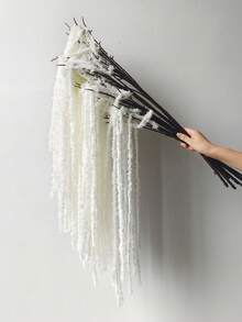 3/1件乳白色人造紫藤花吊坠，情人泪吊坠植物，丝绸人造苋菜婚礼吊坠，酒红色婚礼花卉，瀑布式婚礼花束，适用于婚礼背景装饰、酒店装饰、DIY插花、花瓶填充、墙面装饰、母亲节、生日、派对、礼物（纱线材质人造花） - 白色 - 查看 9