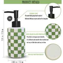 1 Buah Dispenser Sabun Keramik, Botol Silinder Isi Ulang 300ml dengan Desain Papan Catur Aneka Warna, Tidak Membutuhkan Daya, Mudah Dibersihkan, Untuk Sabun Tangan, Gel Mandi, Sampo, Losion, Sempurna untuk Penggunaan di Rumah, Dapur, Kamar Mandi, dan Hotel. - MultiWarna - View 9