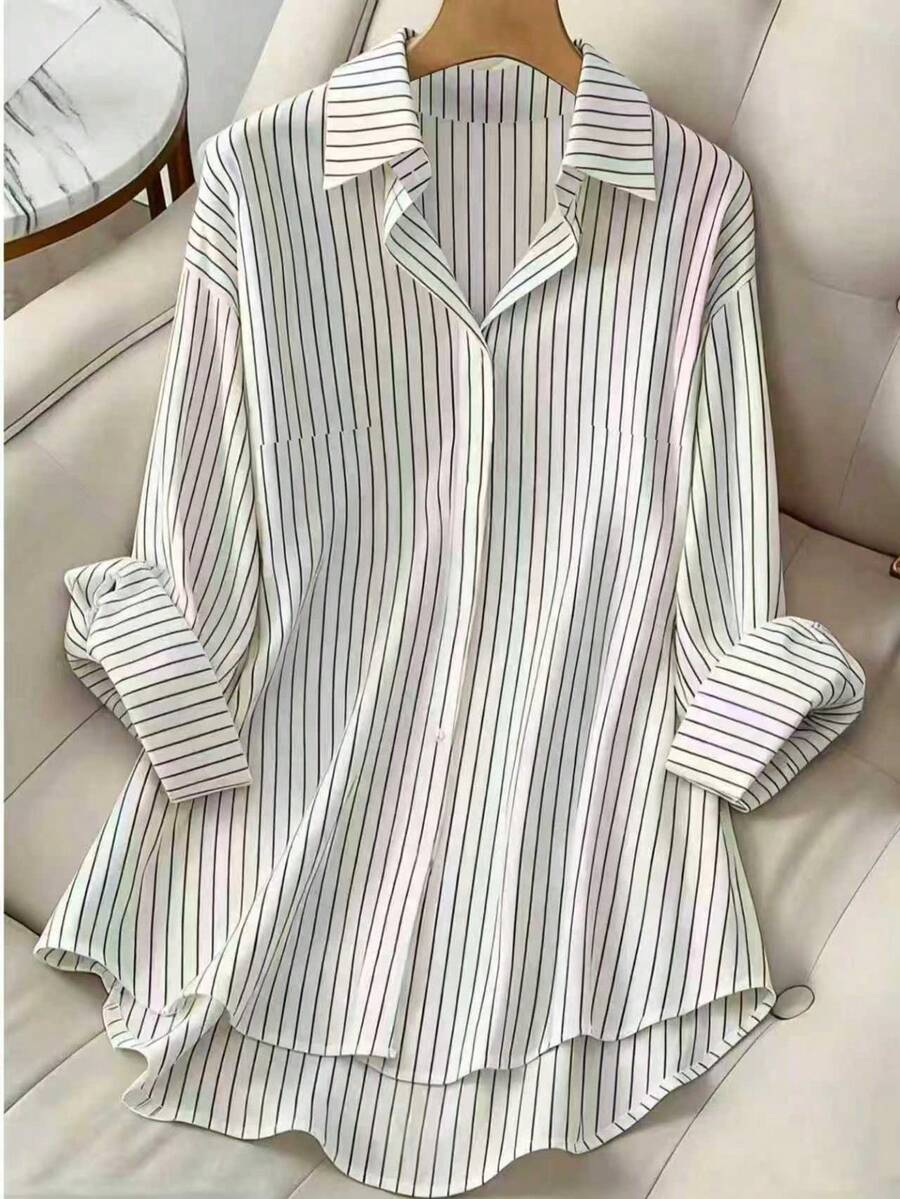 Plus Size Women Casual Shirt, Made Of Soft And Comfortable Fabric With Slight Stretch, Loose Fit, Suitable For Spring/Summer Wear Or Layering, Also Suitable For Daily, Office, Work, And Vacation Wear