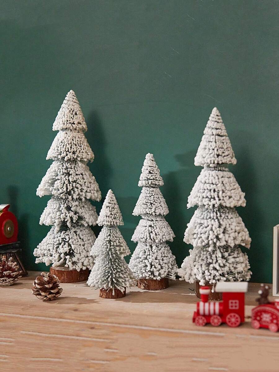 新款植绒桌面圣诞树装饰品，迷你松树摆件，适用于节日装饰，可用于商店、酒店、橱窗展示、圣诞派对等场合。 - 20cm - 查看 1