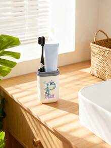 Personalized Toothbrush Holder, Customized Name/Text, Light Pink, Decorated With Floral & Butterfly Pattern | Toothpaste Rack And Rinse Cup, Portable Toothbrush Holder, Large Capacity Oral Care Storage Box | Elegant Toiletry Bag, Ideal Travel Gift For Men & Women, Birthday/Anniversary Gift, Suitable For Outdoor Activities, Vacations, Toothbrush Travel Case, Outdoor Hygiene Equipment, Fashionable Storage Box, Durable, Sanitary Accessories, Ideal Choice For Outdoor Enthusiasts. - Multicolor - View 4