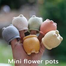 6pcs Mini Ceramic Succulent Planter Pots, With Drainage Holes, Suitable For Succulents, Cacti, And Aquatic Plants Aquarium Decor - Multicolor - View 6