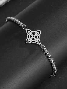 1pc Stainless Steel Necklace, Charming Witch Knot Bracelet, Celtic Knot Lucky Personalized Korean Style Sharing Bracelet Accessory, Fashion Casual Jewelry Gift For Men & Women - Bracelet - View 10