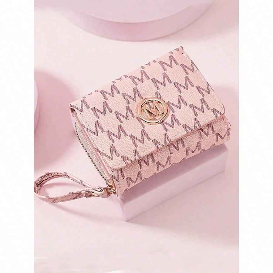New Fashionable Retro Style Women's Wallet Multiple Card Slots Letter Print Zipper Closure Korean Stylish Compact Coin For Women Wallet Purse Wallet Small Wallet,Christmas,Christmas Gifts,Gifts For Women,Purses,Red Purse,Crossbody Bags For Women,Purses And Bags Women,Bags,Backpack,Shoulder Bag,Fall,Fanny Packs For Women,Tote Bags For Women,Gold Purse For Women,Funny Gifts,Makeup Bag - 粉色 - 查看 1