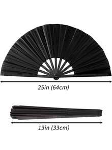 Abanico plegable de Kung Fu Tai Chi para baile de línea, adecuado para festivales de música, clubes, eventos, fiestas, baile, actuaciones (Negro) - multicolor - Ver 2