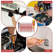 1000V绝缘螺丝刀套装，电工工具箱，带磁性螺丝刀头，含工具箱、可更换刀片，男士家用维修螺丝刀 - 隨機 - 查看 8