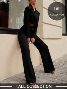 Quần ống đứng thanh lịch, thoải mái dành cho nữ, món đồ thiết yếu cho mùa tựu trường, thiết kế eo chữ V bất đối xứng tôn dáng, phù hợp cho mặc hàng ngày, công sở, hẹn hò, du lịch và nhiều dịp khác. Màu đen mùa xuân. - màu đen - Xem 8