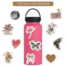 120pcs Retro Stickers, Scrapbooking Aesthetic Stickers, Suitable For Daily Planner, Water Bottle, Notebook, Miscellaneous Diary Stickers, Adult Scrapbooking Diary DIY Paper Craft - Multicolor - View 7