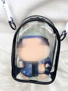 1 Stück Umhängetasche, Aufbewahrungstasche speziell für Labubu Plüschtiere; perfekt zum Mitnehmen mit Ihrem Baby, dient auch als staubdichte Präsentationstasche für Modellfiguren. Aus PVC gefertigt, eignet sie sich auch als praktische Kosmetiktasche oder staubdichte Tasche für Figuren.