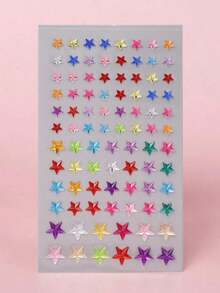 1pc Colorful Multi-Specification Three-Dimensional Five-Pointed Star-Shaped Simulated Gemstone Face Diamond Stickers Diy Music Festival Y2k Masquerade Eye And Face Decoration Diamond Stickers - Nhiều màu - Xem 5