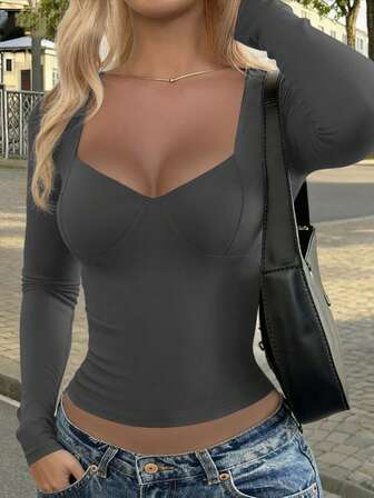 Women's Autumn Sexy Slim-Fit Deep V-Neck Long-Sleeve Christmas Knit T-Shirt