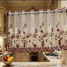 1 buah Tirai Pendek Motif Bunga Bordir, Gaya Romantis Prancis, Bahan Poliester, Tirai Jendela Kecil/Pembatas, Cocok untuk Ruang Tamu, Jendela Kamar Tidur, Lemari, dan Dekorasi Pintu - MultiWarna - View 1