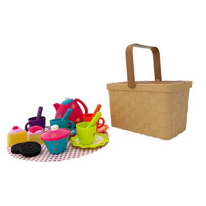 Juego De Té con Canasta para Picnic, Incluye Manta con 22 Accesorios, Set de Picnic para Niñas, Día de Campo