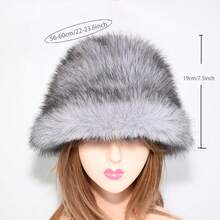 1pc Faux Fox Fur Bucket Hat, Faux Mink Fur Thick & Versatile Luxury Gift Cap