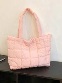 Bolso de tote acolchado de alta capacidad y ultra ligero - Rosa - Ver 2