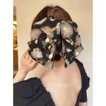 1pc Women's Romantic Floral Bowknot Hair Clip With Gold Foil Elegant And Sweet Hair Accessory For Large Quantity Hair Valentine's Day Hair Claws Claw Clips Hair Clips Hair Jaw Clip Hair Clamps Hair Clutch Hair Catcher Clip Bow Accessories School Stuff College Fall Winter Flower Hair Accessories For Women For Vacation Outfits Woman - 彩色 - 查看 7