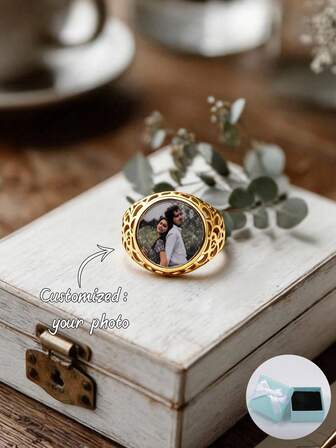 Anillo de foto personalizado y colorido, regalo para el Día de la Madre, regalo de San Valentín, cumpleaños, aniversario, amigos, graduación, Navidad, regalo familiar premium