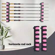 Organizador de pared horizontal de 6 varillas para cañas de pescar, con clips de espuma, organizador protector de equipos de pesca - Multicolor - Ver 2