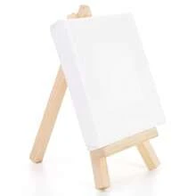 Juego de 24 mini lienzos de 4" x 4" y caballetes XZGB. Juego de caballetes de mesa de madera y paneles de lienzo para artistas, estudiantes y adultos que pintan - Blanco - Ver 4