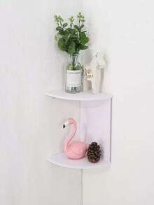 رف حائطي مثبت على الحائط، رف منزلي مثلث إبداعي، رف كتب حائطي نصف دائري مكون من 5 طبقات (بدون شريط إضاءة LED)، رف زاوية بطراز ريفي - رف تخزين حائطي مصنوع من البلاستيك بلون أبيض وحبيبات خشبية، وحدة زاوية منحنية توفر المساحة، مناسب للغرفة المعيشية والنوم والمطبخ - سهل التركيب، رف كتب/سلم قوي (أبيض كريمي)