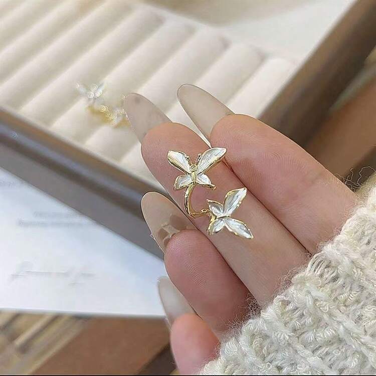 1 Pair Of French Gentle Women's Butterfly Earrings, Earrings, Suitable For Daily Party Wear Earrings And Jewelry - Multicolor - View 3