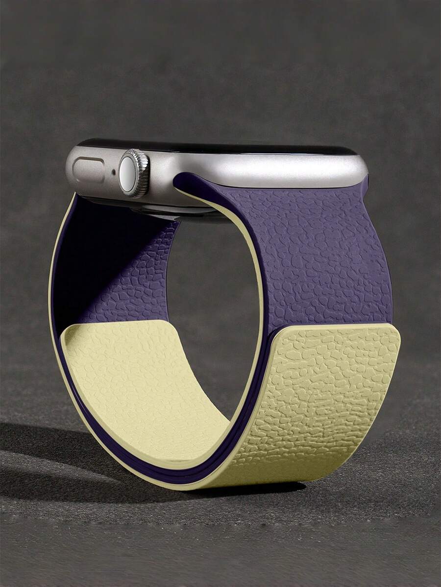 1 pièce Bracelet de montre magnétique en silicone à texture de litchi, compatible avec Apple Watch 42 mm, 38 mm, 40 mm, 41 mm, 44 mm, 45 mm, 46 mm, 49 mm, bracelet de remplacement pour montre connectée Série Ultra2, Ultra SE2, SE 11, 10, 9, 8, 7, 6, 5, 4, 3, 2, 1