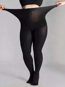 1 quần tất nữ màu đen co giãn cao cỡ lớn, tất trơn màu bóng mật độ cao dành cho nữ, chống trầy xước, thích hợp mặc hàng ngày - màu đen - Xem 4