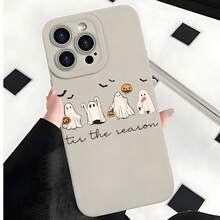 2026 nueva funda de teléfono mate, funda de teléfono diseño de fantasmas y calabaza de Halloween, es la temporada para  17 14 Pro Max  17 13 Pro  17 12  Galaxy S23 S22 S21 funda protectora para teléfono, regalo de funda de pareja para novio novia, regalo de vacaciones - Blanco antiguo - Ver 7