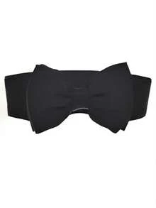 1pc Women's Bow Elastic Waist Belt, Casual Dress Accessory - Black - View 2
