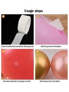 100/300/500 قطعة شريط بالون شفاف مع نقاط لاصقة (100 نقطة لكل لفة)، شريط لاصق ثنائي الجانب قابل للإزالة، مناسب للتجميع، الحفلات، الزفاف وديكور البالونات - متعدد الألوان - مشاهدة 7