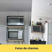 50cm Industrial Hanging Shelf For Microwave Oven, Air Fryer, Printer, Steel, Pine Wood - màu đen - Xem 6