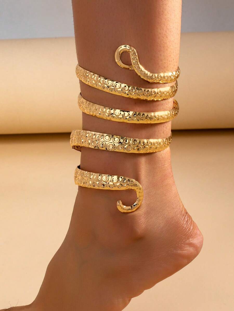 1 Women's Exaggerated Personalized Wrapped Ankle Bracelet (No Gift Box) - Yellow Gold - View 1