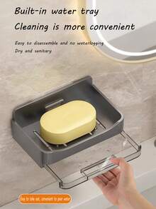 1pc Wall-Mounted Soap Dish, Simple Soap Holder, Draining Soap Tray, Bathroom Soap Storage Rack, Bathroom Accessories - Multicolor - View 3