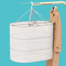 Red de Secado de Ropa, Artefacto de Secado de Suéteres, Cesta de Secado de Ropa y Calcetines, Bolsa de Red para el Hogar, Estante de Secado Plano para Suéteres de Lana - Rectangular - Modelo Sellado con Cremallera - Tamaño Mediano Tres Capas - 60cm - 1 - Ver 3