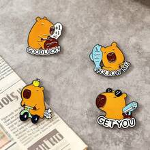 1 pièce Broche mignonne et décontractée en alliage de zinc en forme de Capybara, accessoire adorable pour les vêtements, convient pour toutes les saisons - Kaki - Voir 2
